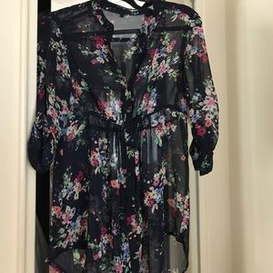 Express Navy and Floral Blouse size M