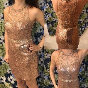 Sequined rose gold dress
