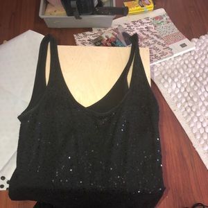 Express long sequined tank top