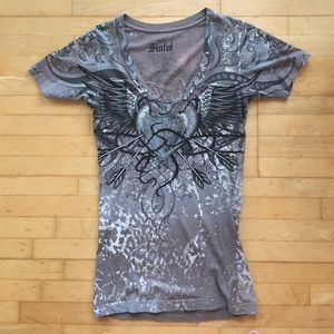 Sinful Gray Fitted T shirt