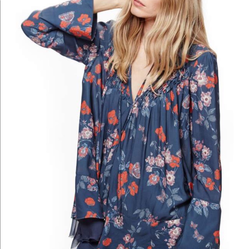 Floral Print Smocked Tunic
