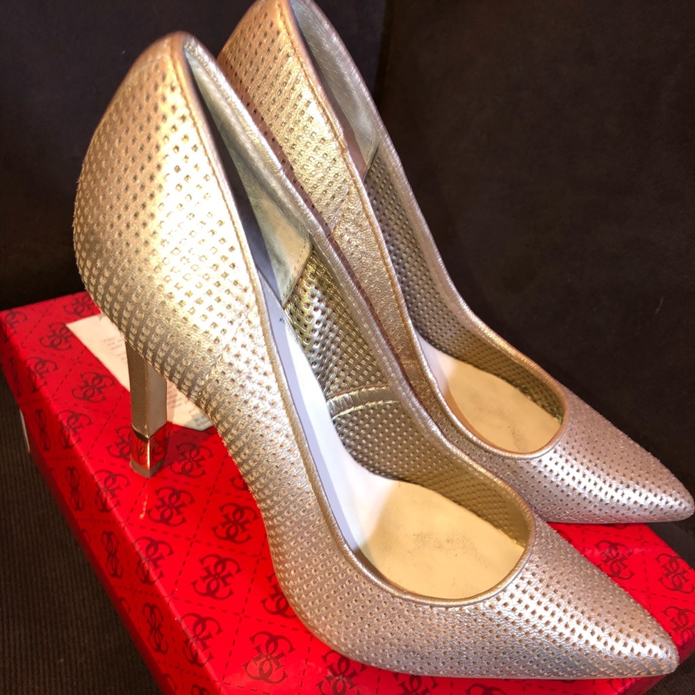 Guess Gold Leather Heels