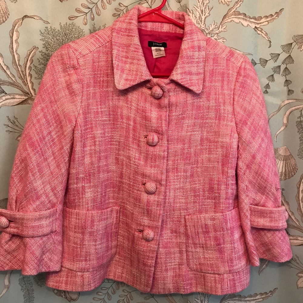 J.Crew Pink Waverly Cotton Linen Tweed Button Down