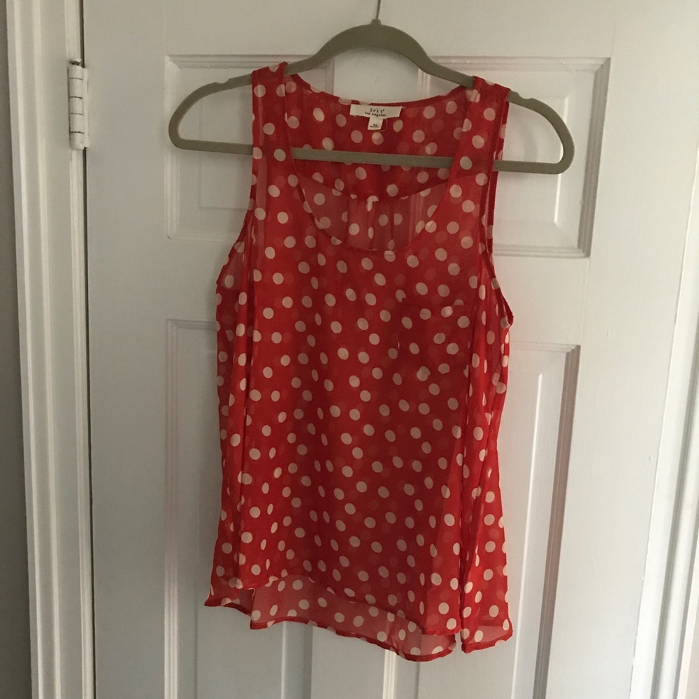 Polka Dotted Sleeveless Blouse