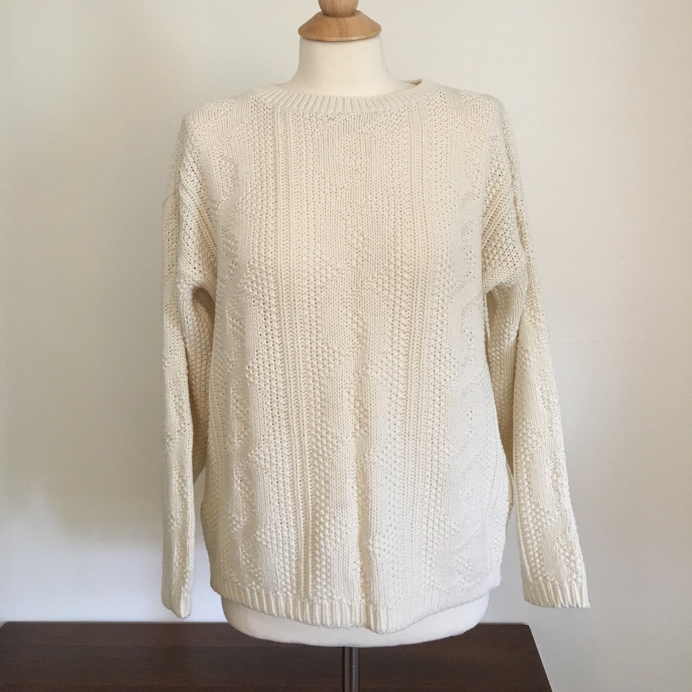 Vintage Cream Sweater, Fisherman Style