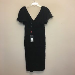 Tadashi Collection Black Rouches Dress