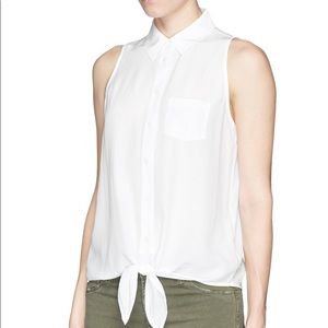 Equipment White Tie Front Silk Top