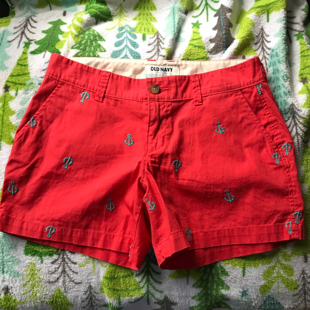 Old Navy Anchor Embroidered Chino Shorts