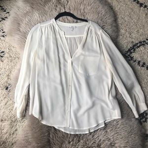 Joie Silk White Button Down Blouse