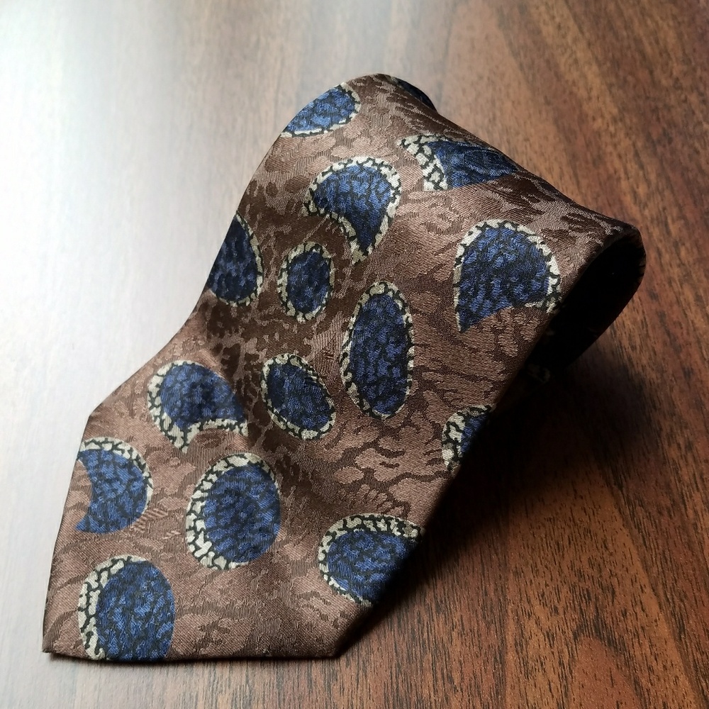 Vintage Franco B. Brown and Navy Blue Tie