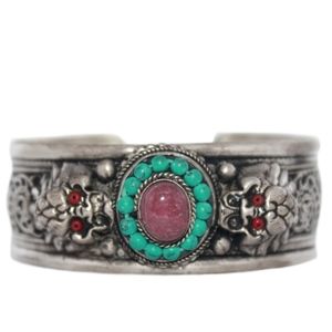 Rose quartz cuff bracelet, Dragon bracelet