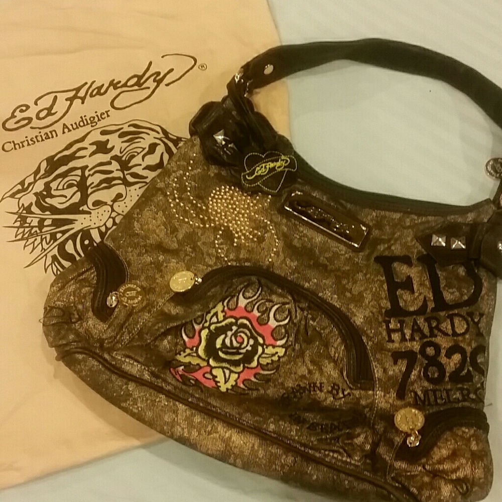 Vintage Ed Hardy pocketbook leather straps