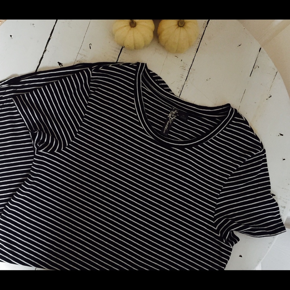 Miami Boutique Black & White Striped Scallop Dress