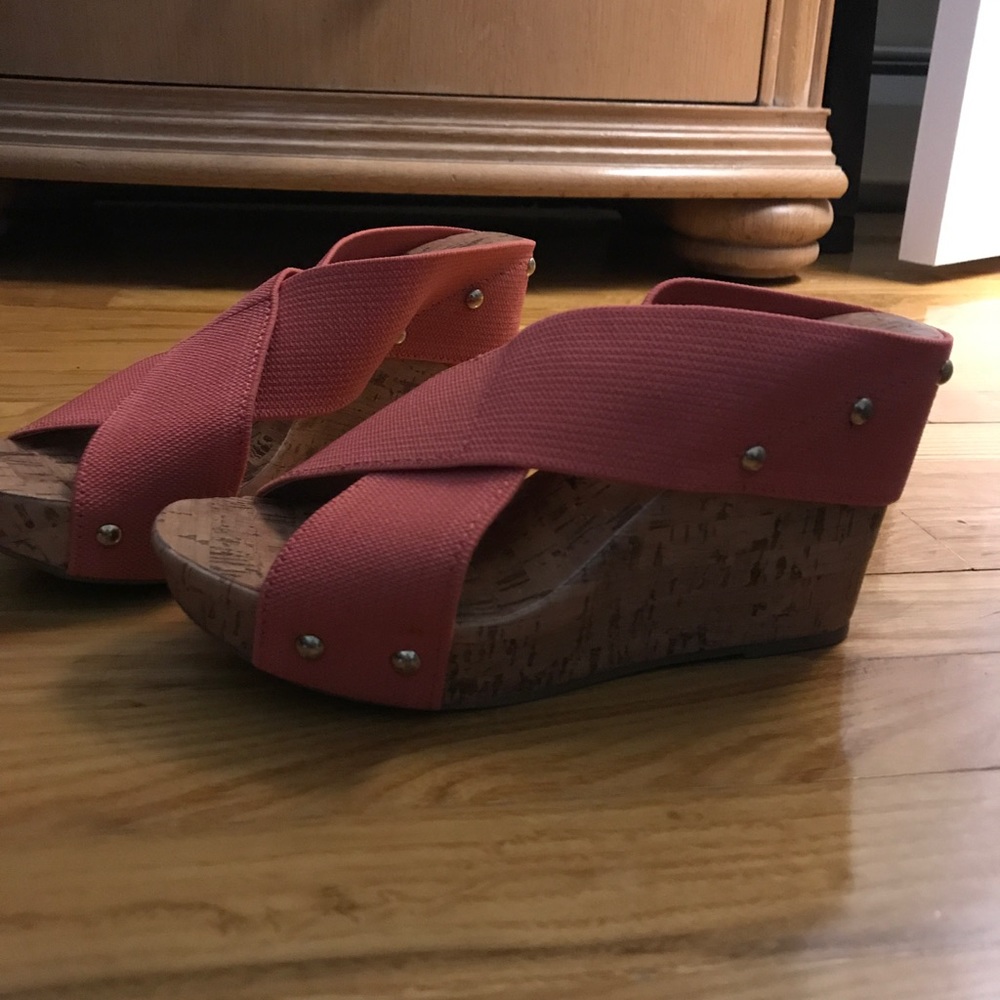Montego Bay coral women's wedges