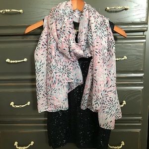 Navy and Light Pink Patterned Francesca’s Scarf