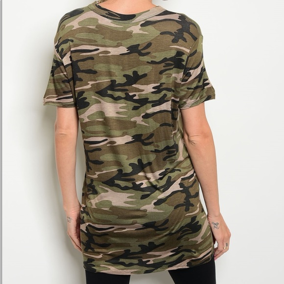 Camo Army Cut-out Choker Tee - Picture 3 of 5