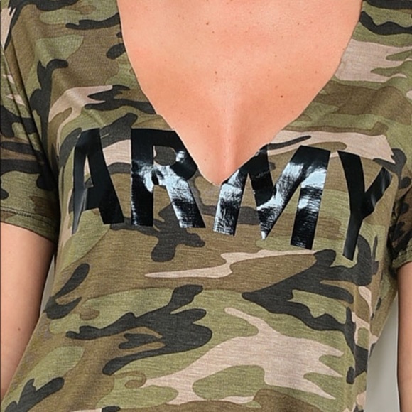 Camo Army Cut-out Choker Tee - Picture 4 of 5