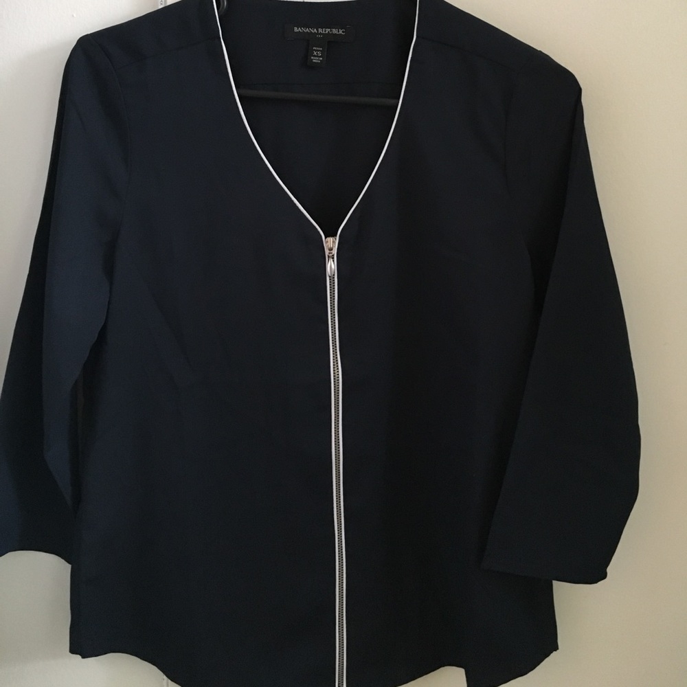 Banana Republic Navy zip blouse