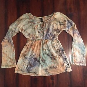 Lucky Brand orange tie dye blouse