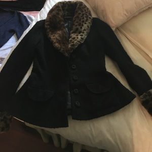 XMAS SALE Betsey Johnson tweed/faux fur jacket
