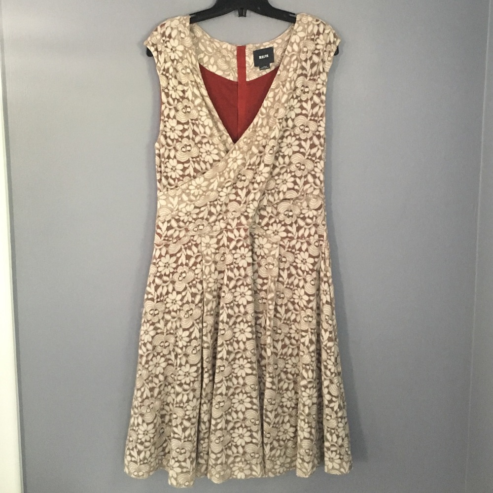 Maeve Tan Lace Dress