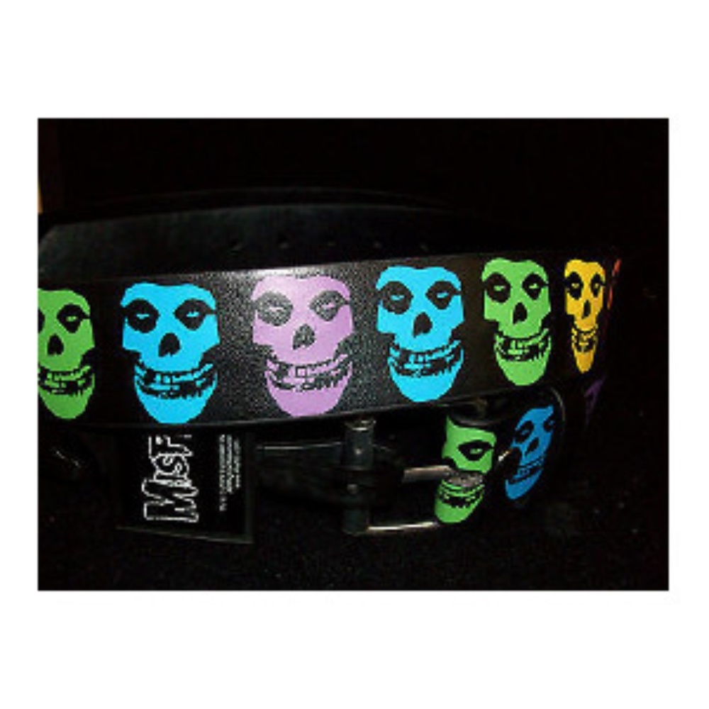 Mens MISFITS Multicolor Skulls Design Belt