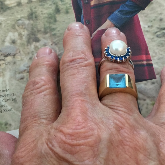 Sterling pearl and blue topaz ring 7-3/4 - Picture 3 of 5