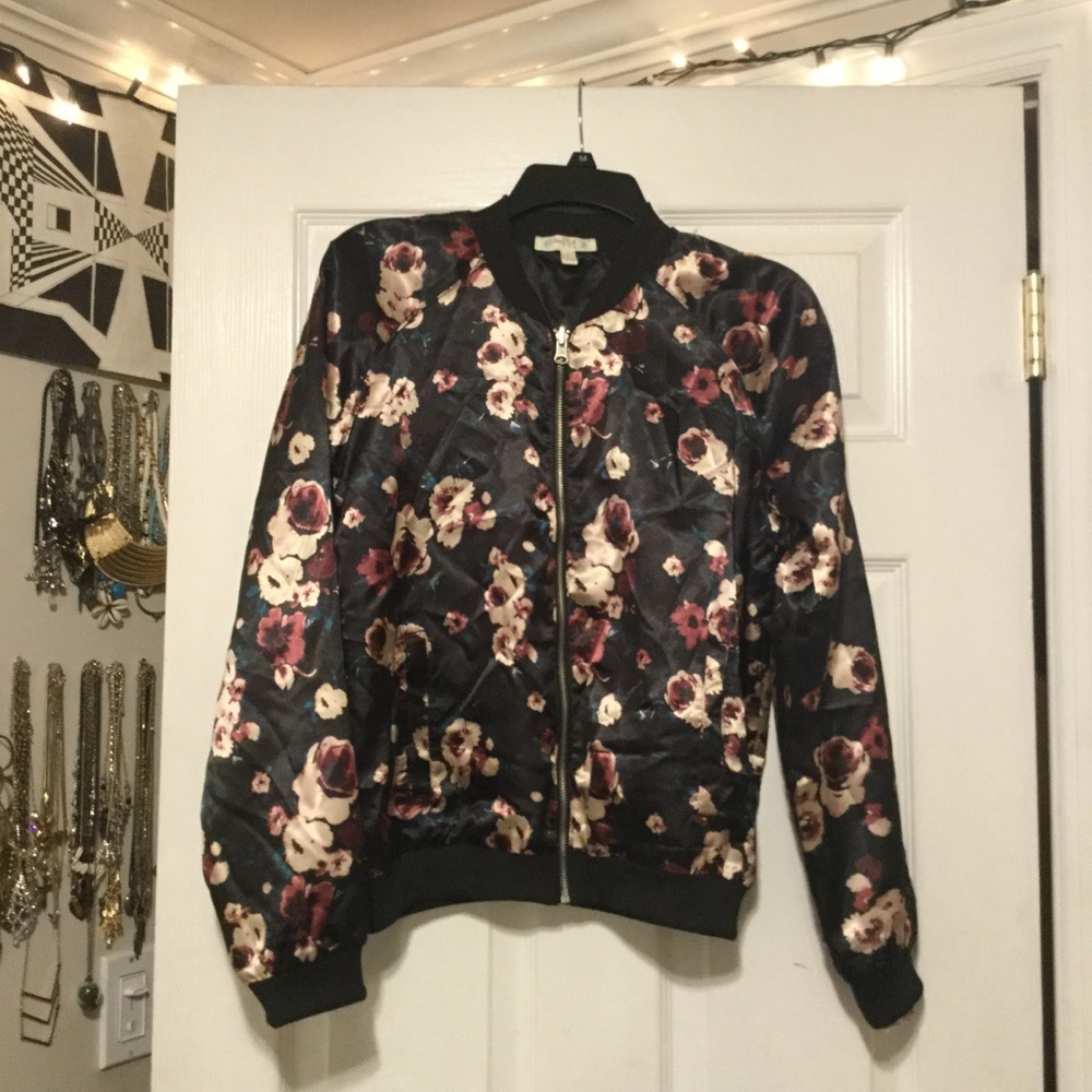 Reversible Floral/Maroon Bomber Jacket
