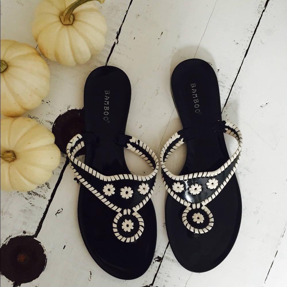 Bamboo Black & White Jelly, Jack Rogers Look Alike