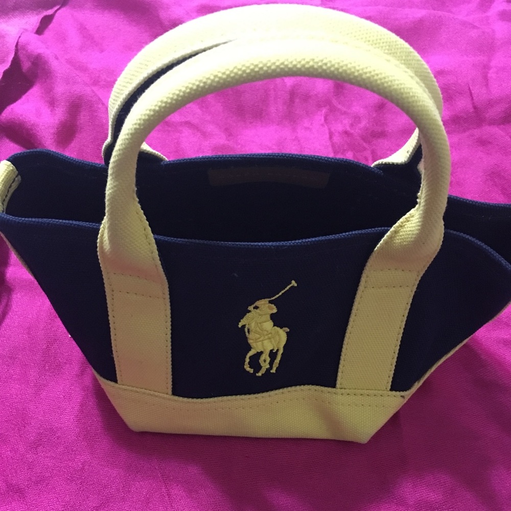 Ralph Lauren Mini canvas tote blue yellow