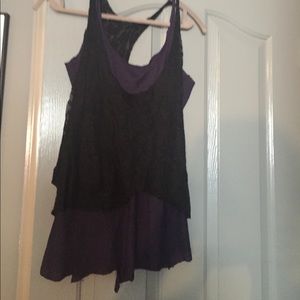 Free People tank with lace overlay