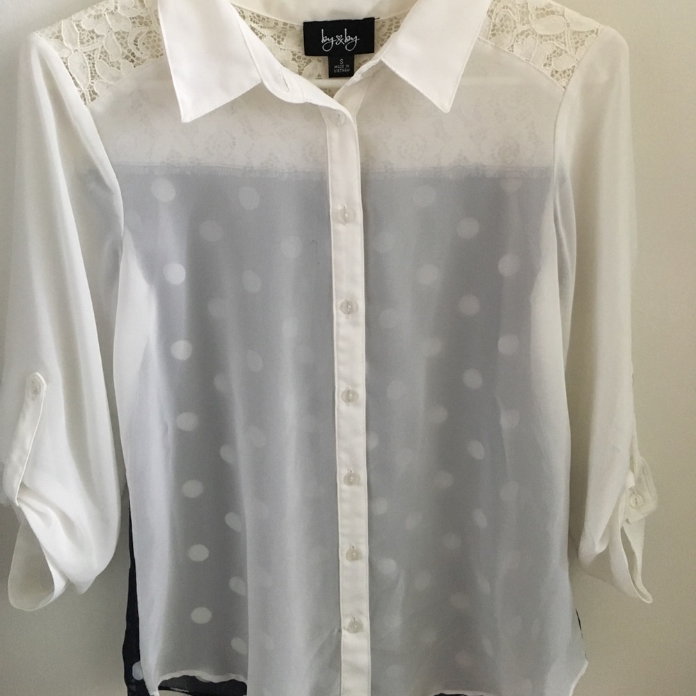 Button up polka dot blouse