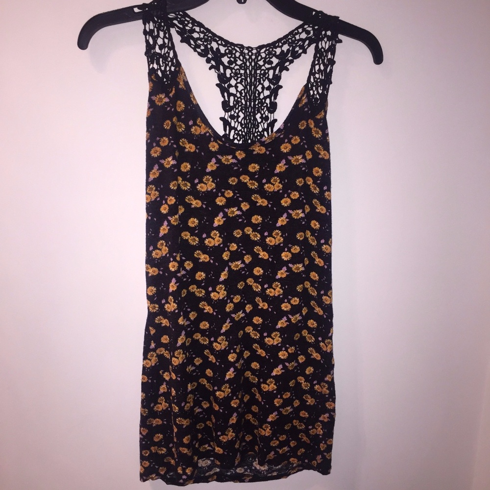 BKE Sunflower T-Back Tank Top w/ Lace Straps