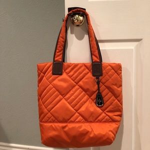 Quilted orange Cole Haan tote