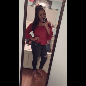 A'GACI OFF THE SHOULDER RED TOP!!!