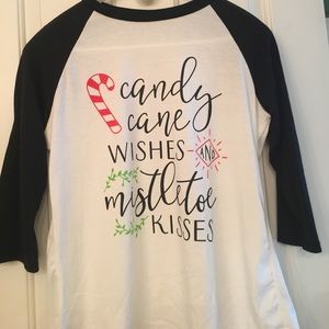 Christmas 3/4 Sleeve Ragland Shirt Candy Cane
