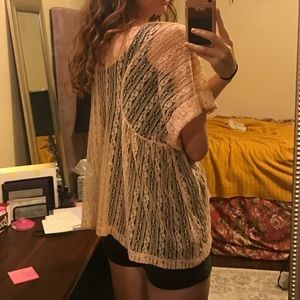 Free People Pink Lace Sheer Top