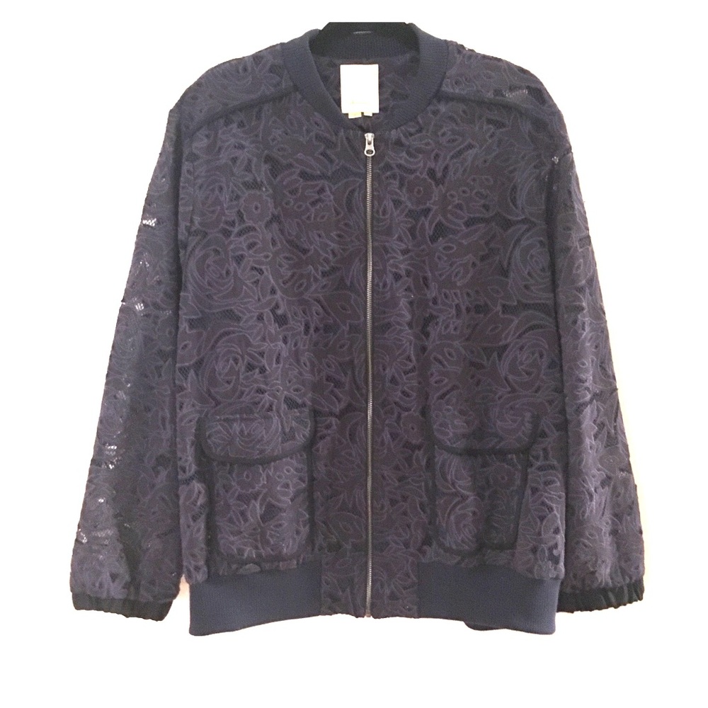 Anthropologie Elevenses Lace Bomber