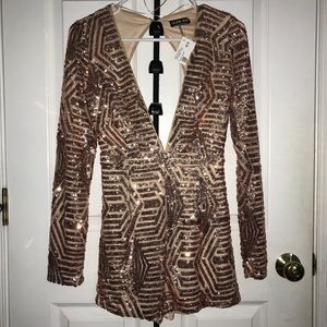 Rose gold sequin romper