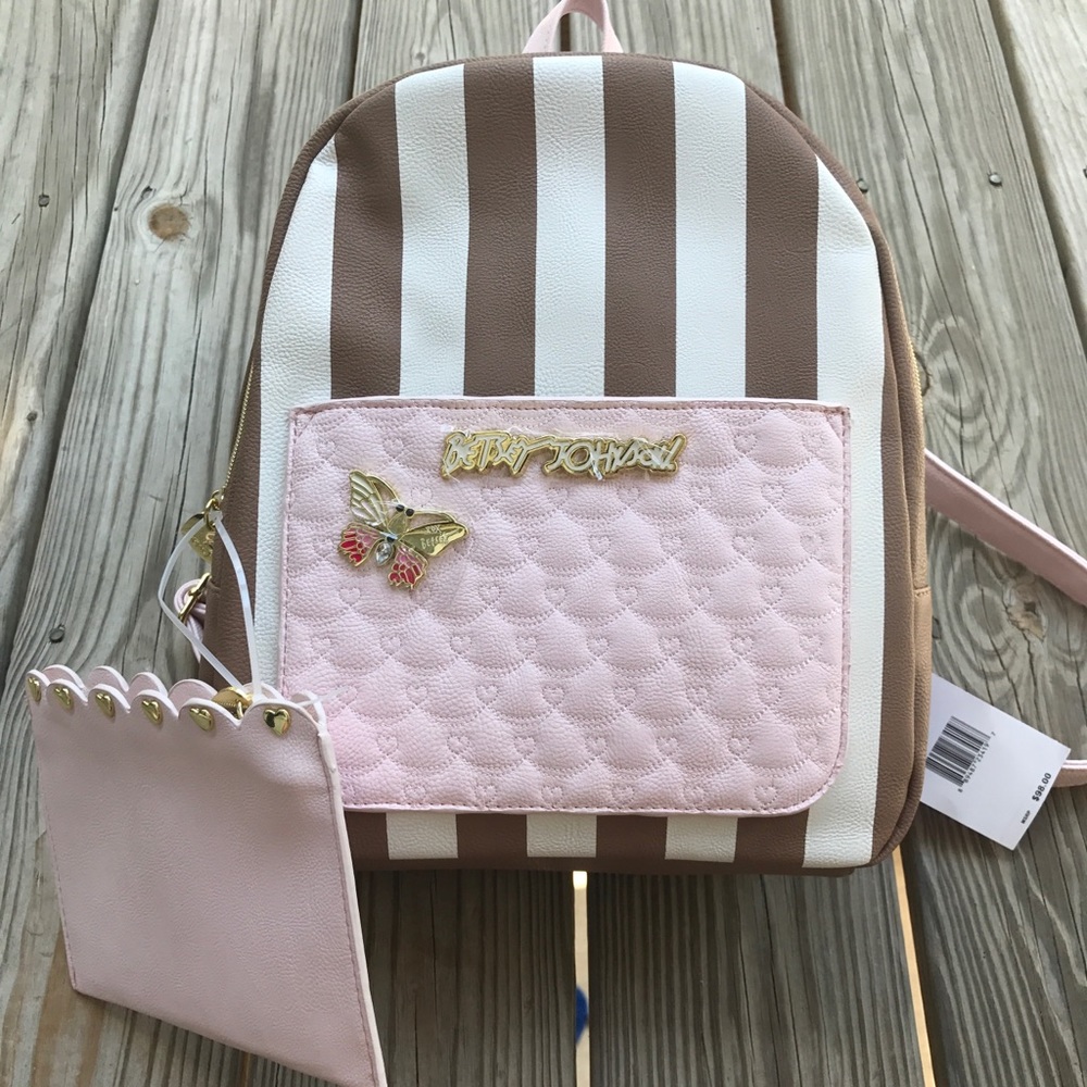 Betsey Johnson Pink-Brown Backpack