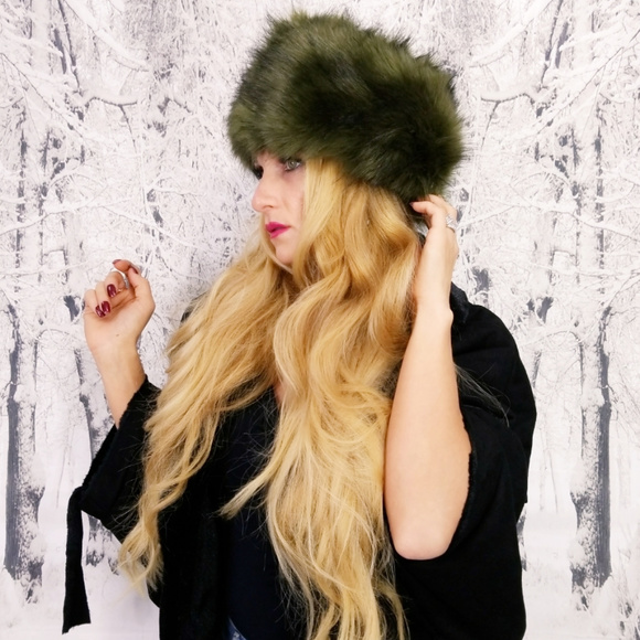 OLIVE GREEN RUSSIAN HAT - Picture 2 of 4