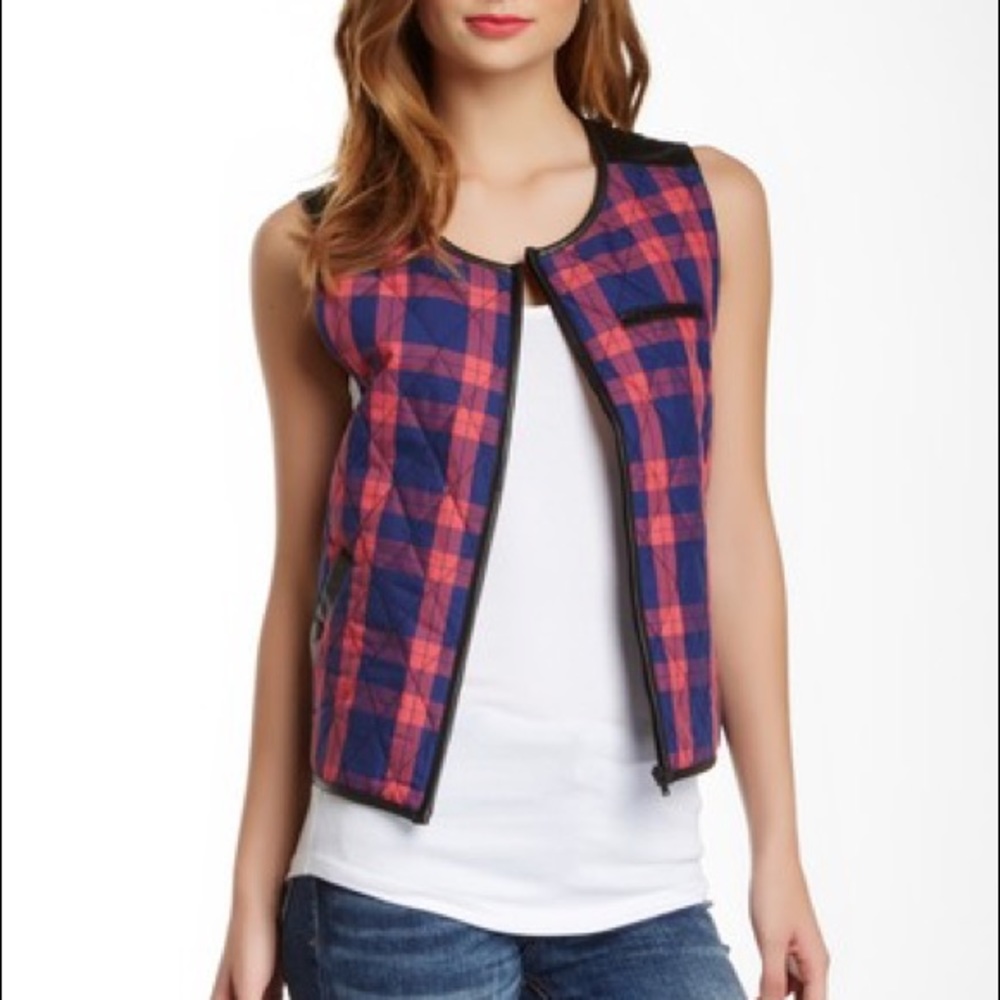 C&C CALIFORNIA Quilted Plaid Puffer Vest