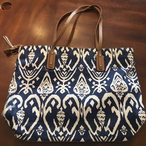 Stella and Dot navy ikat tote