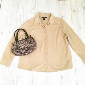 VENEZIA LONG SLEEVE CAMEL BUTTON DOWN SHIRT