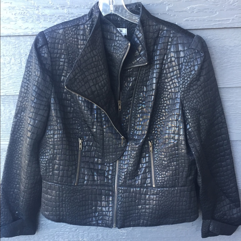 Black metallic alligator texture jacket