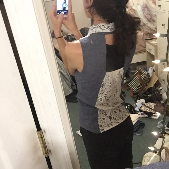 Keyhole Lace Button Down Shirt - Picture 4 of 7