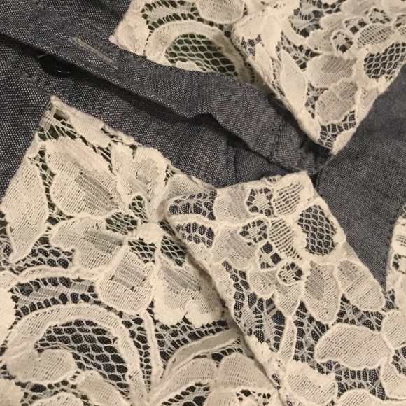 Keyhole Lace Button Down Shirt - Picture 7 of 7