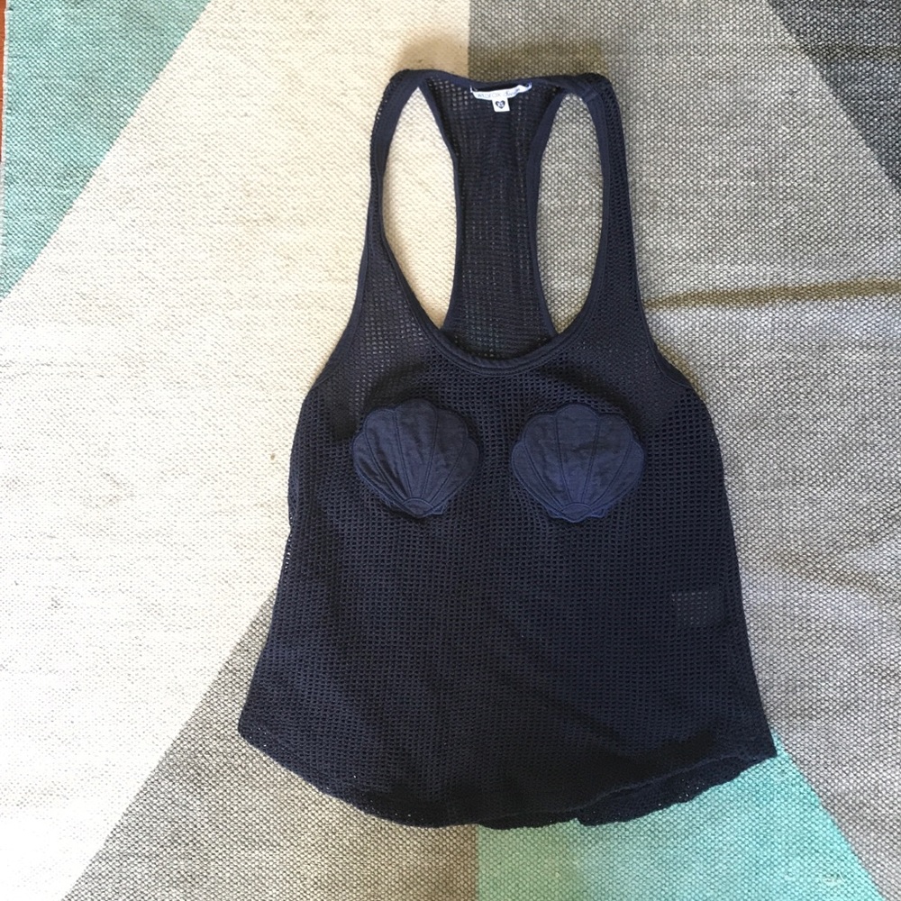 Wildfox navy mesh mermaid swim coverup XS