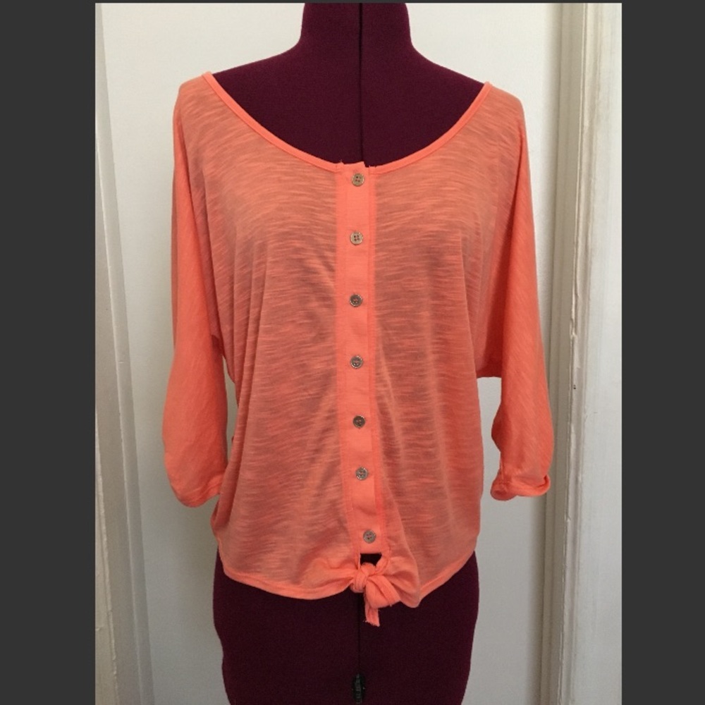 2b Bebe Coral Pink Button Down Top