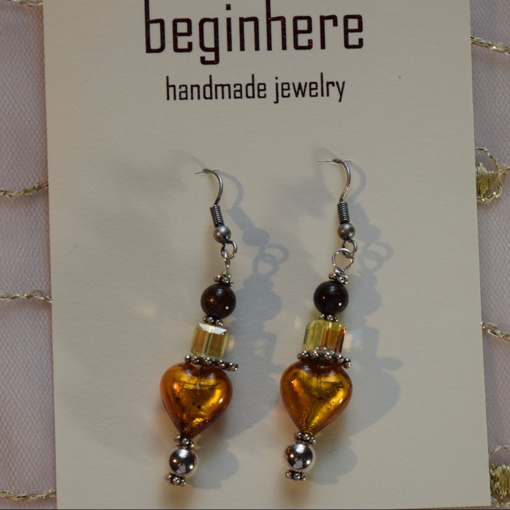 Handmade earrings=Sterling silver and beads